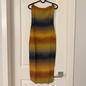 Realisation Par Strapless Dress in Yellow and Blue
